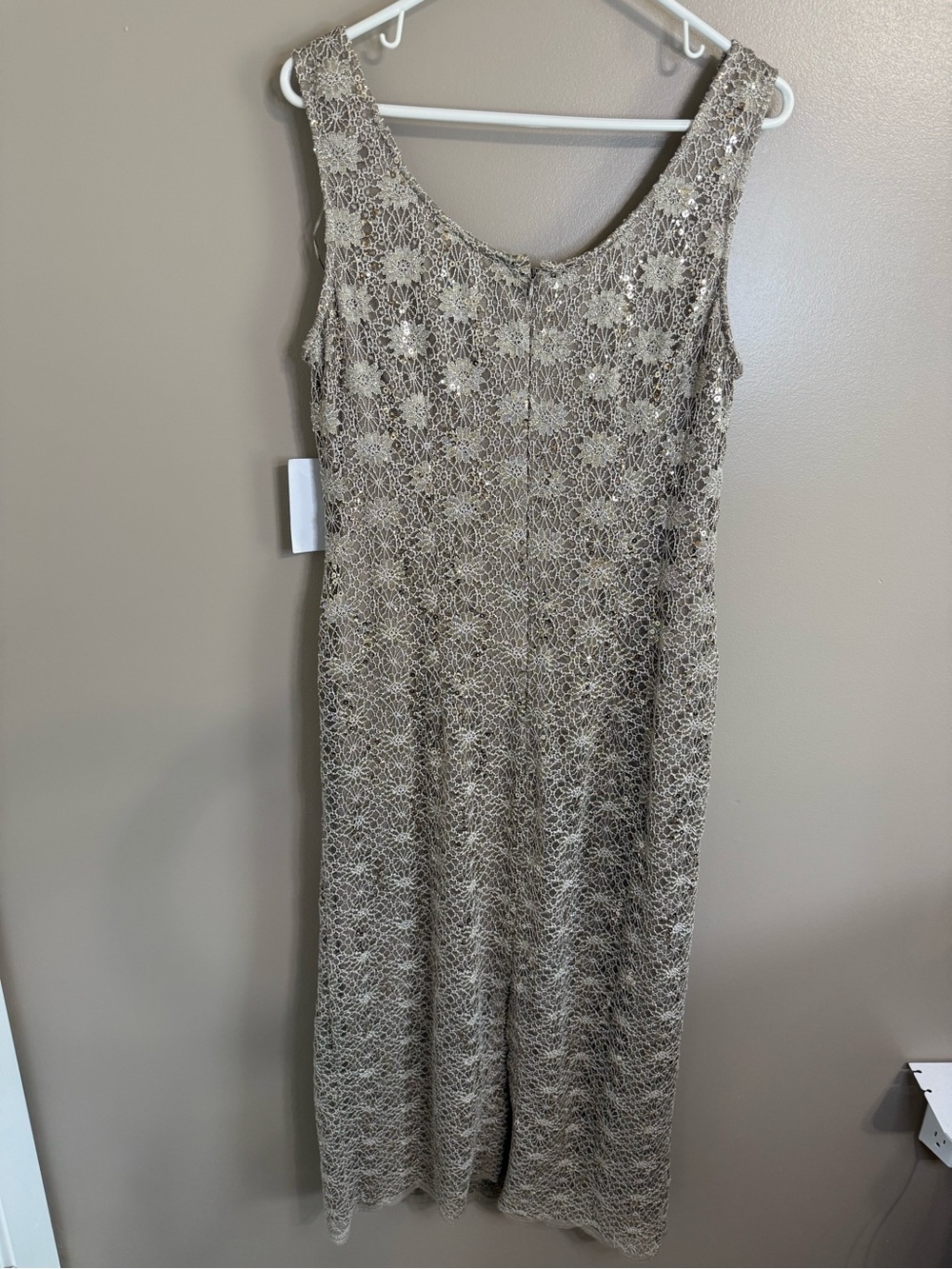 R&M Richards 2 Piece Taupe Gold‎ Sequin Lace Mother of Bride Dress Jacket Set 12 - Picture 6 of 16